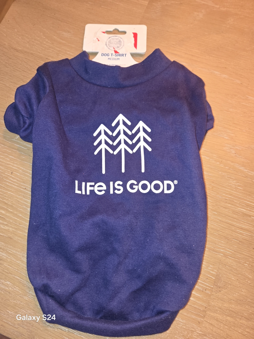 Life Is Good Navy Blue Dog T-Shirt with White Tree Logo Sz M New
